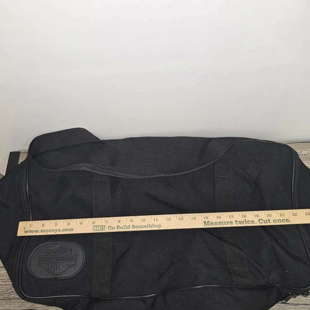 Harley Davidson Embossed Black Canvas Travel Duffel Bag 270° Zip Gym School